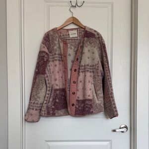 Cozy Patchwork Sherpa Jacket in Blush & Mauve Lucky Brand